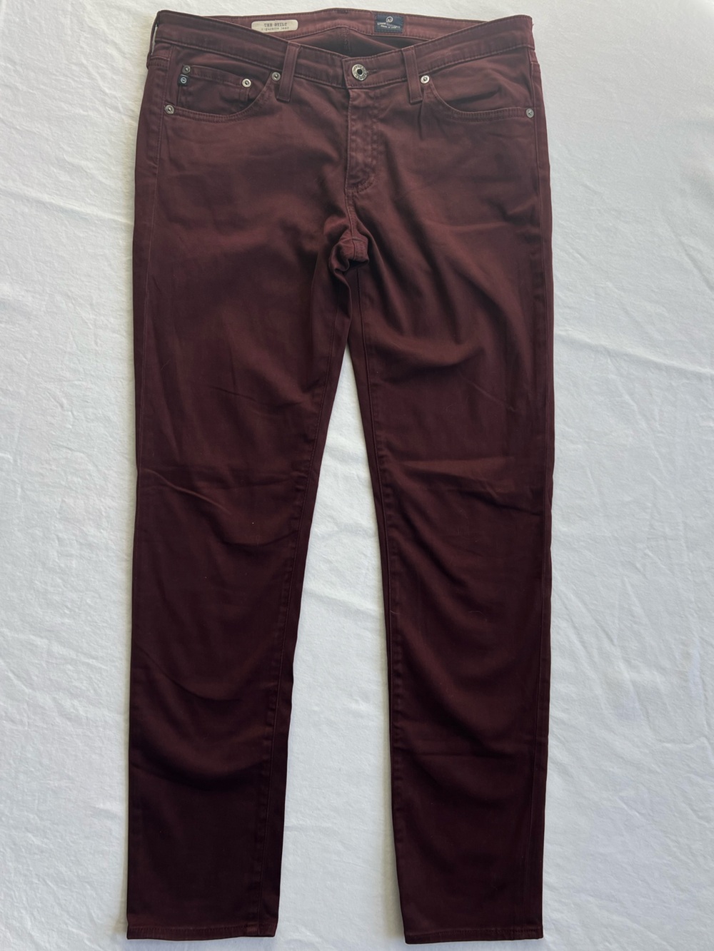 AG Adriano Goldschmied The Stilt Jeans Wine Maroon - Size 30R